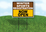 SPORTS REGISTRATION BROWN GOLD WINTER Yard Sign with Stand LAWN SIGN