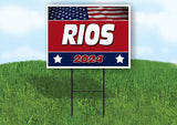 RIOS FLAG RED 2024 18inx24in Yard Road Sign w/ Stand