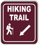 HIKING TRAIL DIRECTIONAL 45 DEGREES DOWN LEFT ARROW Aluminum composite sign