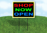 SHOP NOW OPEN NEON Yard Sign with Stand LAWN SIGN