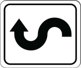 curved winding Right arrow Black metal outdoor sign