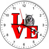 Alaskan Malamute Love Park Cute Puppy Dog kitchen living room Wall Clock