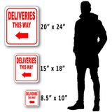 Deliveries This Way w/ Left Arrow Outdoor Aluminum composite sign