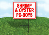SHRIMP OYSTER SEAFOOD RED WHITE Yard Sign Road with Stand LAWN SIGN