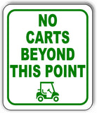 NO GOLF CARTS BEYOND THIS POINT GREEN Metal Aluminum composite sign