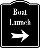 Boat Launch Right  Arrow BLACK  Aluminum Composite Sign