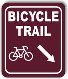 BICYCLE TRAIL DIRECTIONAL 45 DEGREES DOWN RIGHT ARROW Aluminum composite sign