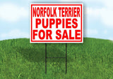 Norfolk Terrier PUPPIES FOR SALE RED Yard Sign Road with Stand LAWN SIGN
