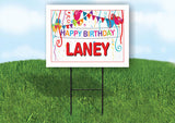 LANEY HAPPY BIRTHDAY BALLOONS 18 in x 24 in Yard Sign Road Sign with Stand