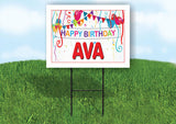 AVA HAPPY BIRTHDAY BALLOONS 18 in x 24 in Yard Sign Road Sign with Stand