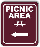 PICNIC AREA DIRECTIONAL LEFT ARROW CAMPING Aluminum composite sign