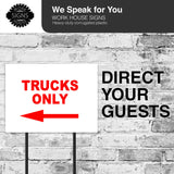 TRUCK PARKING ONLY LEFT arrow red Yard Sign with Stand LAWN SIGN