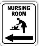 NURSING ROOM LEFT ARROW BLACK Metal Aluminum composite sign