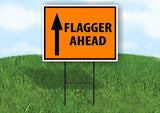 FLAGGERS AHEAD STRAIGHT Yard Sign with Stand LAWN SIGN