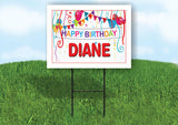 DIANE HAPPY BIRTHDAY BALLOONS 18 in x 24 in Yard Sign Road Sign with Stand