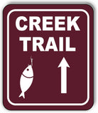 CREEK TRAIL DIRECTIONAL UPWARD ARROW CAMPING Metal Aluminum composite sign
