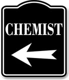 Chemist Left Arrow BLACK Aluminum Composite Sign
