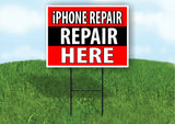 iPHONE REPAIR REPAIR HERE BLACK STRIPE Plastic Yard Sign ROAD SIGN with Stand