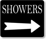 SHOWERS RIGHT ARROW BLACK Metal Aluminum composite sign
