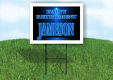 JAMESON RETIREMENT BLUE 18 in x 24 in Yard Sign Road Sign with Stand