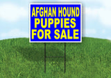 Afghan Hound PUPPIES FOR SALE YELLOW BLUE Yard Sign Road with Stand LAWN SIGN