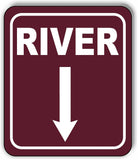 RIVER DIRECTIONAL DOWN ARROW CAMPING Aluminum composite sign