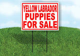 Yellow Labrador PUPPIES FOR SALE RED Yard Sign Road with Stand LAWN SIGN