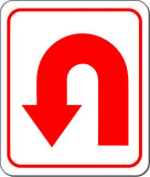 U-Turn left arrow RED metal Aluminum composite outdoor sign