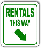 RENTALS THIS WAY DIRECTIONAL GREEN 8 Arrow Variations Aluminum composite sign