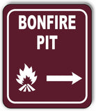 BONFIRE PIT DIRECTIONAL ARROW TRAIL 8 Variations Metal Aluminum composite sign