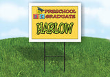 HARLOW PRESCHOOL GRADUATE 18 in x 24 in Yard Sign Road Sign with Stand