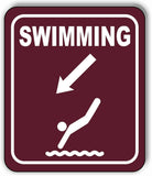 SWIMMING DIRECTIONAL 45 DEGREES DOWN LEFT ARROW Metal Aluminum composite sign
