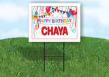 CHAYA HAPPY BIRTHDAY BALLOONS 18 in x 24 in Yard Sign Road Sign with Stand