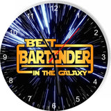 Best Bartender in the Star Galaxy Wars Space Kitchen Living room Wall Clock