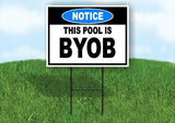 NOTICE THIS POOL IS BYOB Yard Sign Road with Stand LAWN SIGN