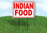 INDIAN FOOD RED WHITE Yard Sign Road with Stand LAWN SIGN