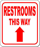 RESTROOMS THIS WAY DIRECTIONAL RED 8 Arrow Variations Aluminum composite sign