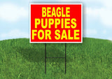 Beagle PUPPIES FOR SALE YELLOW RED Yard Sign Road with Stand LAWN SIGN