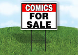COMICS FOR SALE RED BLACK 18 in x 24 in Yard Sign Road Sign with Stand