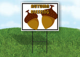 AUTUMN BLESSING ACORNS BLACK BORDER Yard Sign with Stand LAWN SIGN