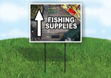 FISHING SUPPLIES STRAIGHT ARROW BLACK Yard Sign with Stand LAWN SIGN