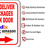 Please Deliver All Packages To Back Door RIGHT arrow outdoor Metal sign