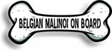 Dog on Board Belgian Malinoi Bone Car Magnet Bumper Sticker 3"x7"