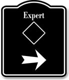 Expert Trail  Ski Slope Right  Arrow BLACK Aluminum Composite Sign