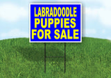 Labradoodle PUPPIES FOR SALE YELLOW BLUE Yard Sign Road with Stand LAWN SIGN