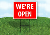 WERE OPEN RED Plastic Yard Sign ROAD SIGN with Stand
