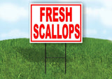 FRESH SCALLOPS SEAFOOD RED WHITE Yard Sign Road with Stand LAWN SIGN