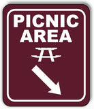 PICNIC AREA DIRECTIONAL 45 DEGREES DOWN RIGHT ARROW Aluminum composite sign