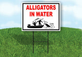 ALLIGATORS IN WATER  BOAT HAZARD BLACK RED Yard Sign Road with Stand LAWN SIGN