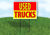 USED TRUCKS RED YELLOW Plastic Yard Sign ROAD SIGN with Stand